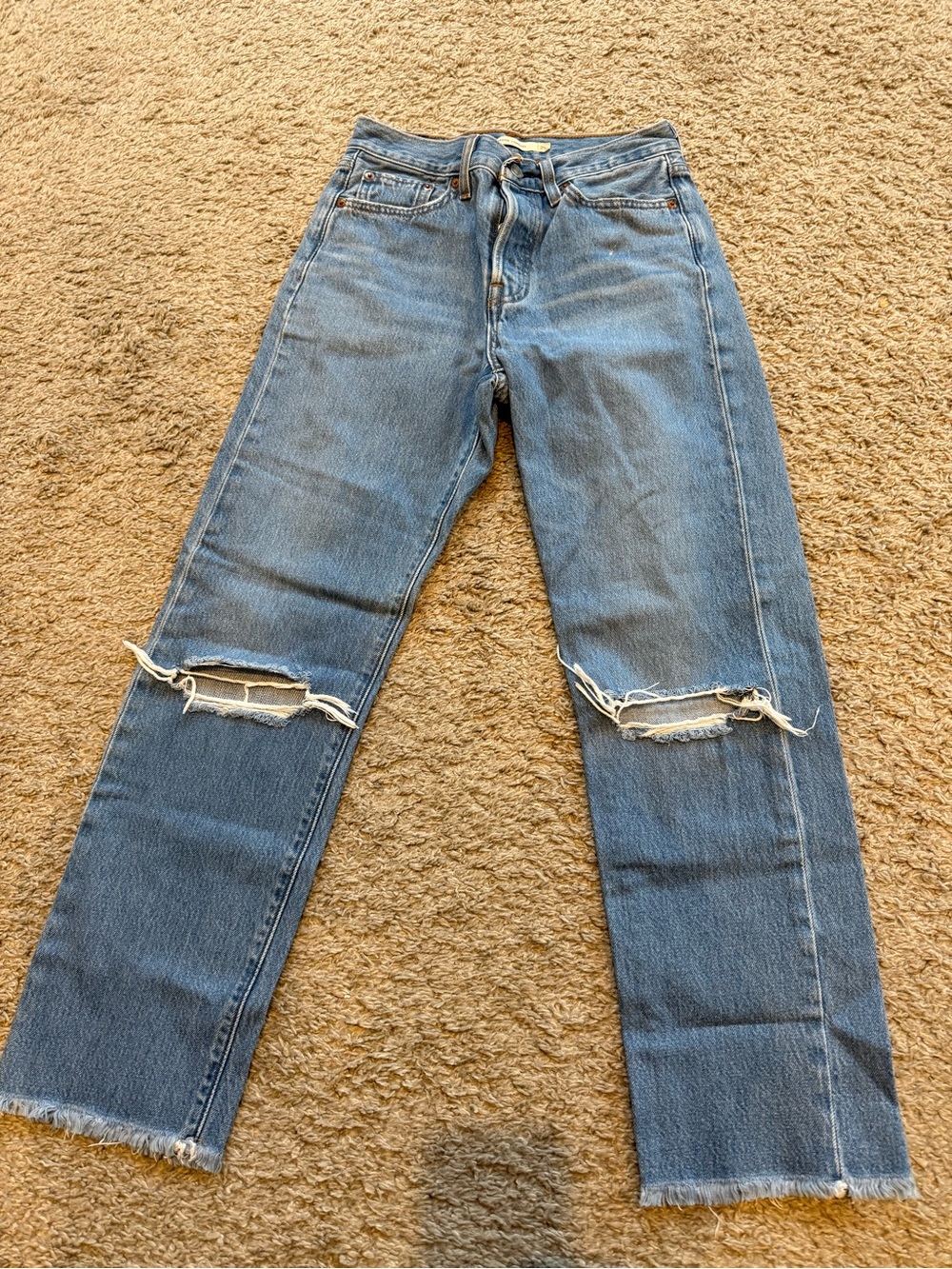 Levi's Straight Leg Ripped Blue Jeans